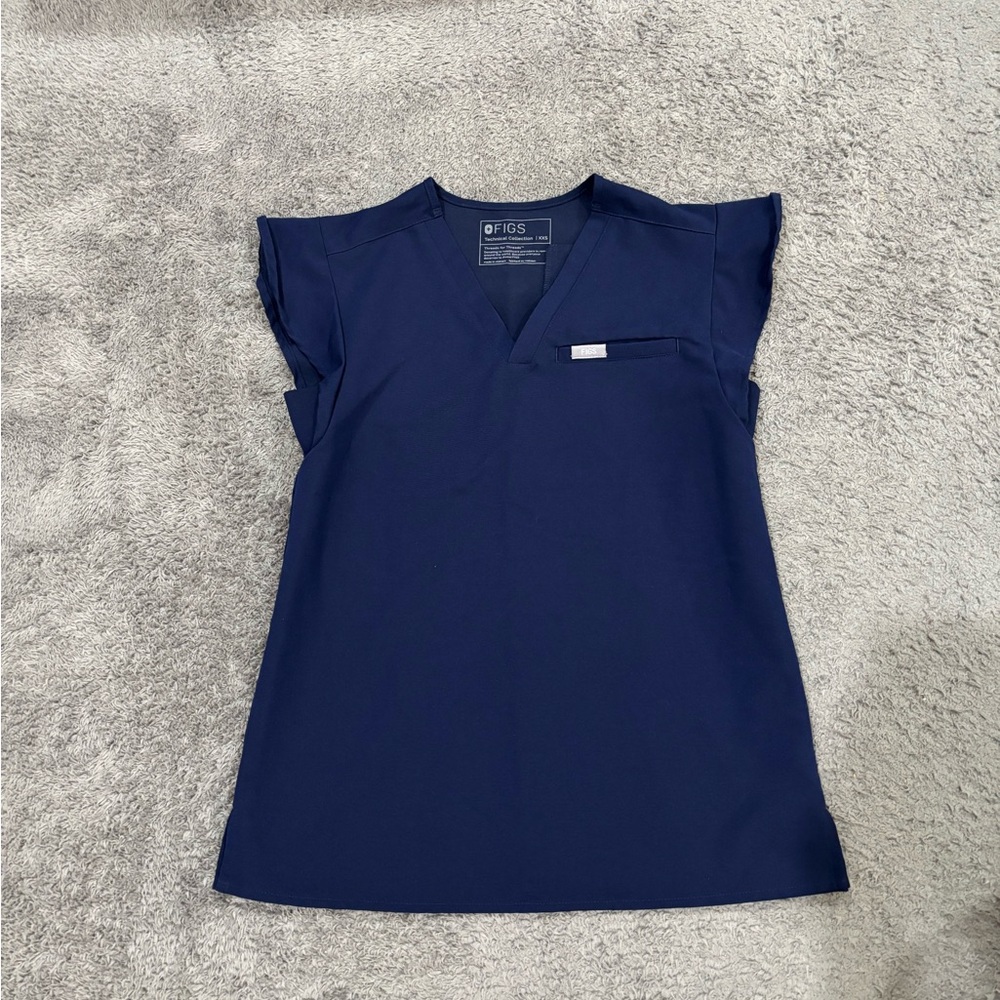 XXS FIGS Navy Blue Scrub Top